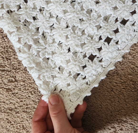 Y2K Ivory Crochet Collared Button Up Shirt Boho Cottage Festival Renaissance M - Picture 7 of 8